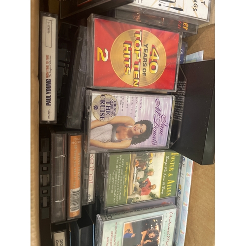 139 - Stereo cassette player with box and a selection of tape cassette music including Dionne Warwick, Tak... 