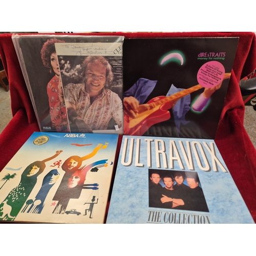 112 - Box of LP and single records to include Dire Straits, Abba, Paul Young, Kate Bush, Paul McCartney Ro... 