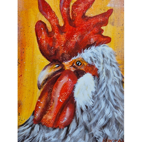 113 - Original acrylic painting of Roosters Head on canvas by Kulczak 12