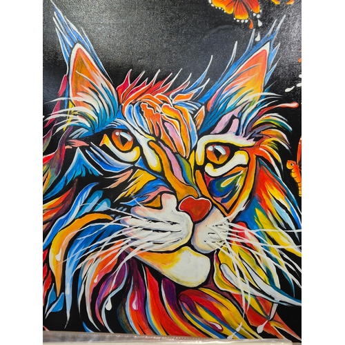 115 - Original acrylic painting 'Colourful Cat' by Kulczak
