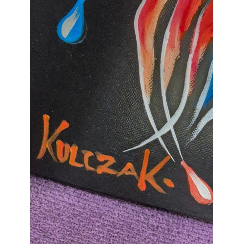 115 - Original acrylic painting 'Colourful Cat' by Kulczak