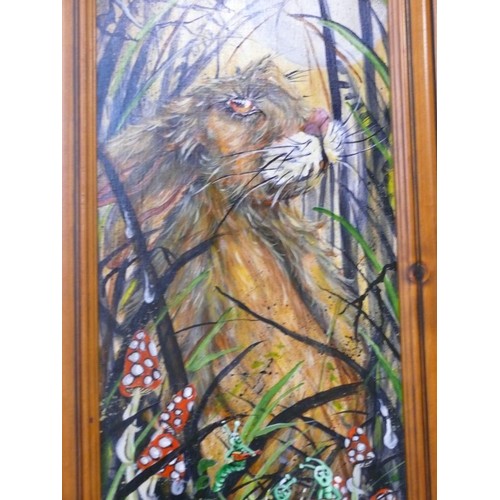 117 - Kulczak -contemporary artist - 'Hare & Mushrooms' Acrylic painting 23