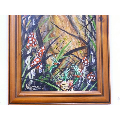 117 - Kulczak -contemporary artist - 'Hare & Mushrooms' Acrylic painting 23