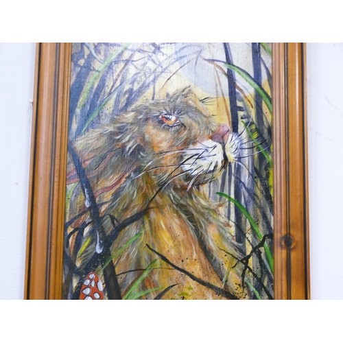 117 - Kulczak -contemporary artist - 'Hare & Mushrooms' Acrylic painting 23