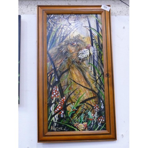 117 - Kulczak -contemporary artist - 'Hare & Mushrooms' Acrylic painting 23