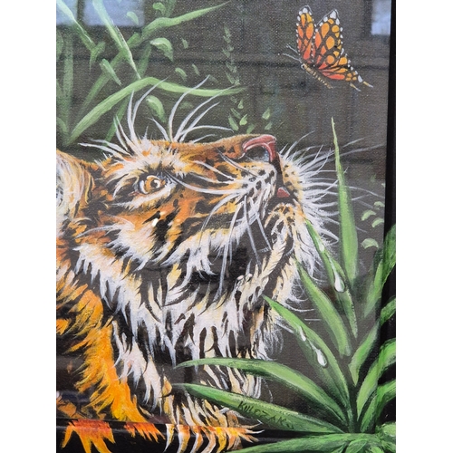 118 - Tiger and butterfly original painting by Kulczak 15