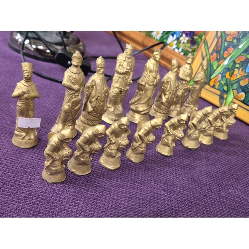 121 - Medieval themed chess set, complete