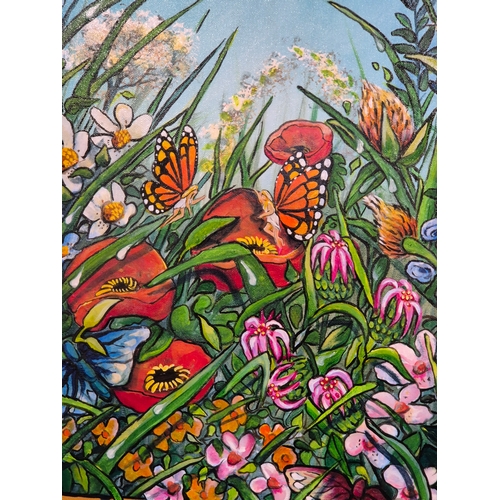 122 - Original acrylic painting 'Whispering butterflies in Meadow' by Kulczak 23.5