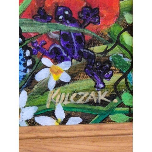 123 - Original acrylic painting 'Hare and Frog Racing in Meadow' by Kulczak 23
