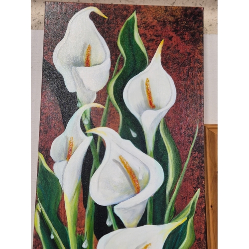 126 - Original acrylic painting of Cala lillies by Kulczak 31