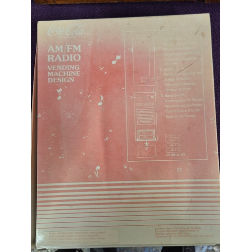 128 - Vintage Coca Cola AM/FM radio vending machine design, as new in box