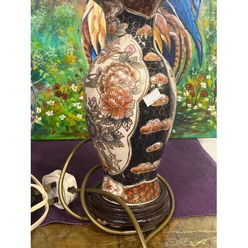 160 - 3 vintage Chinoiserie porcelain vase-urns converted into a lamps.
