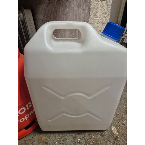 161 - Caravan lot to include gas bottle, water carrier, large step and Thule hold down side strap kit