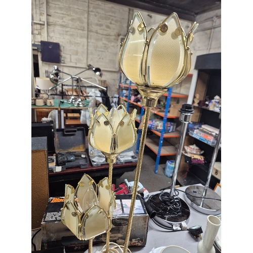 188 - Triple tulip shade table lamps