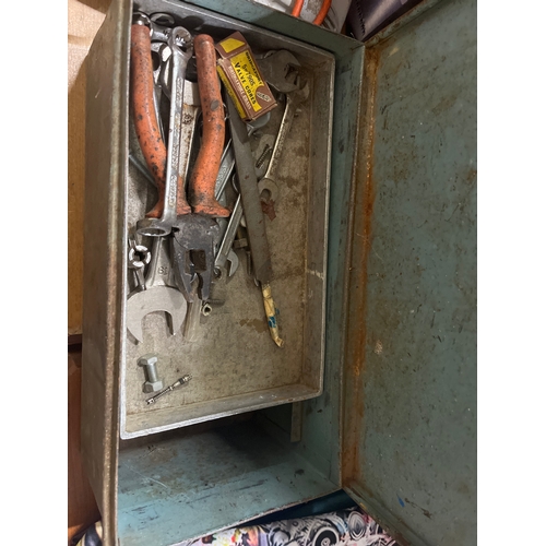 204 - Multi purpose power saw,metal tin with tools and drill