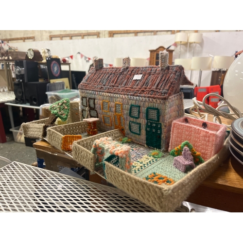 206 - Delightful  cross-stitched 3 D house