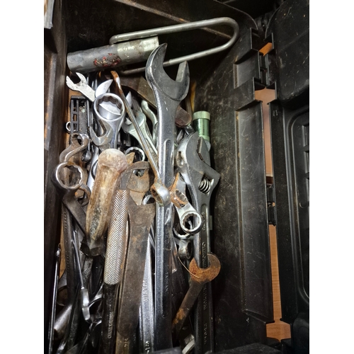 210 - Toolbox with contents of spanners, screwdrivers etc