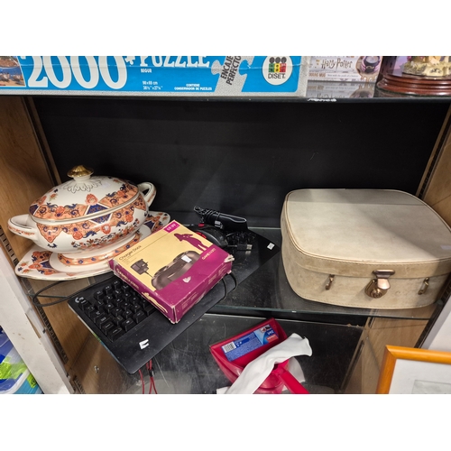 234 - 3 shelves of mixed decorative and household items plus toys and games