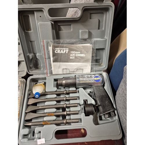 235 - 2 Power Craft air chisel kits both in fitted cases