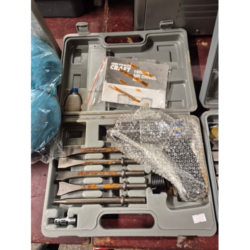 235 - 2 Power Craft air chisel kits both in fitted cases