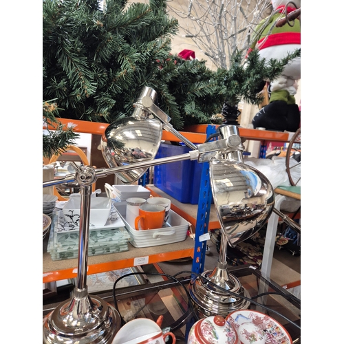 253 - Pair of chrome angled desk lamps