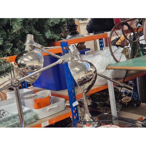 253 - Pair of chrome angled desk lamps