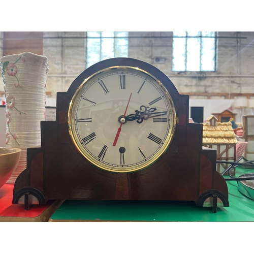 269 - Art Deco Mahogany cased mantle
Clock with new face, working