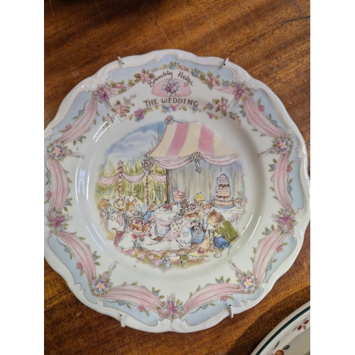 317 - Selection of ceramic plates to include Grindley, blue delft, Royal Doulton Brambly Hedge, Myott Meak... 