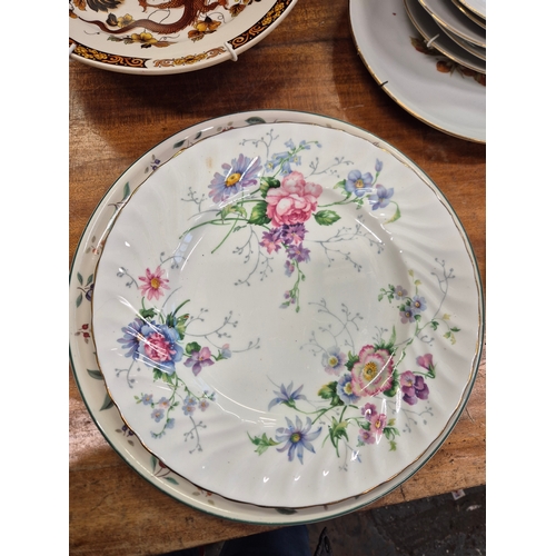 317 - Selection of ceramic plates to include Grindley, blue delft, Royal Doulton Brambly Hedge, Myott Meak... 