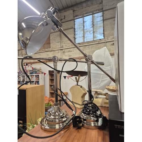 343 - Pair of chrome angled desk lamps