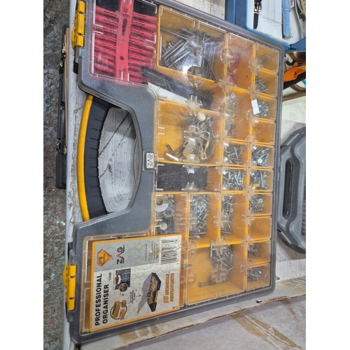 344 - 3 x tool carrycases with contents of tools, screws, cable clips etc