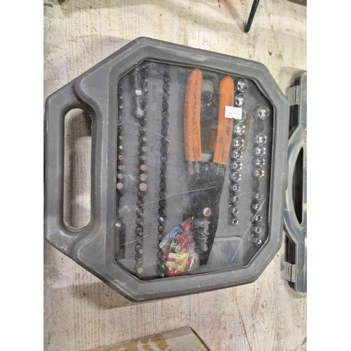 344 - 3 x tool carrycases with contents of tools, screws, cable clips etc