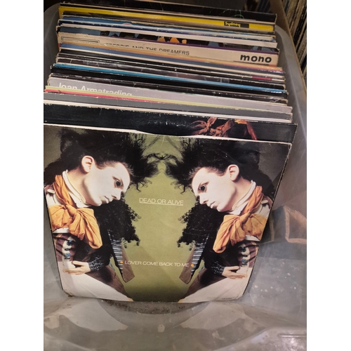 349 - Large box of LP records to include Marillion, Dead or Alive, Alison Moyet, Joan Armstrong etc