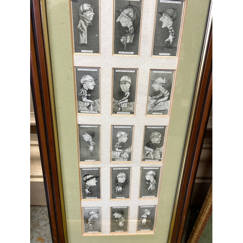 65 - Framed & glazed collection of vintage Players Cigarette cards titled ‘Racing Caricatures’ issued in ... 