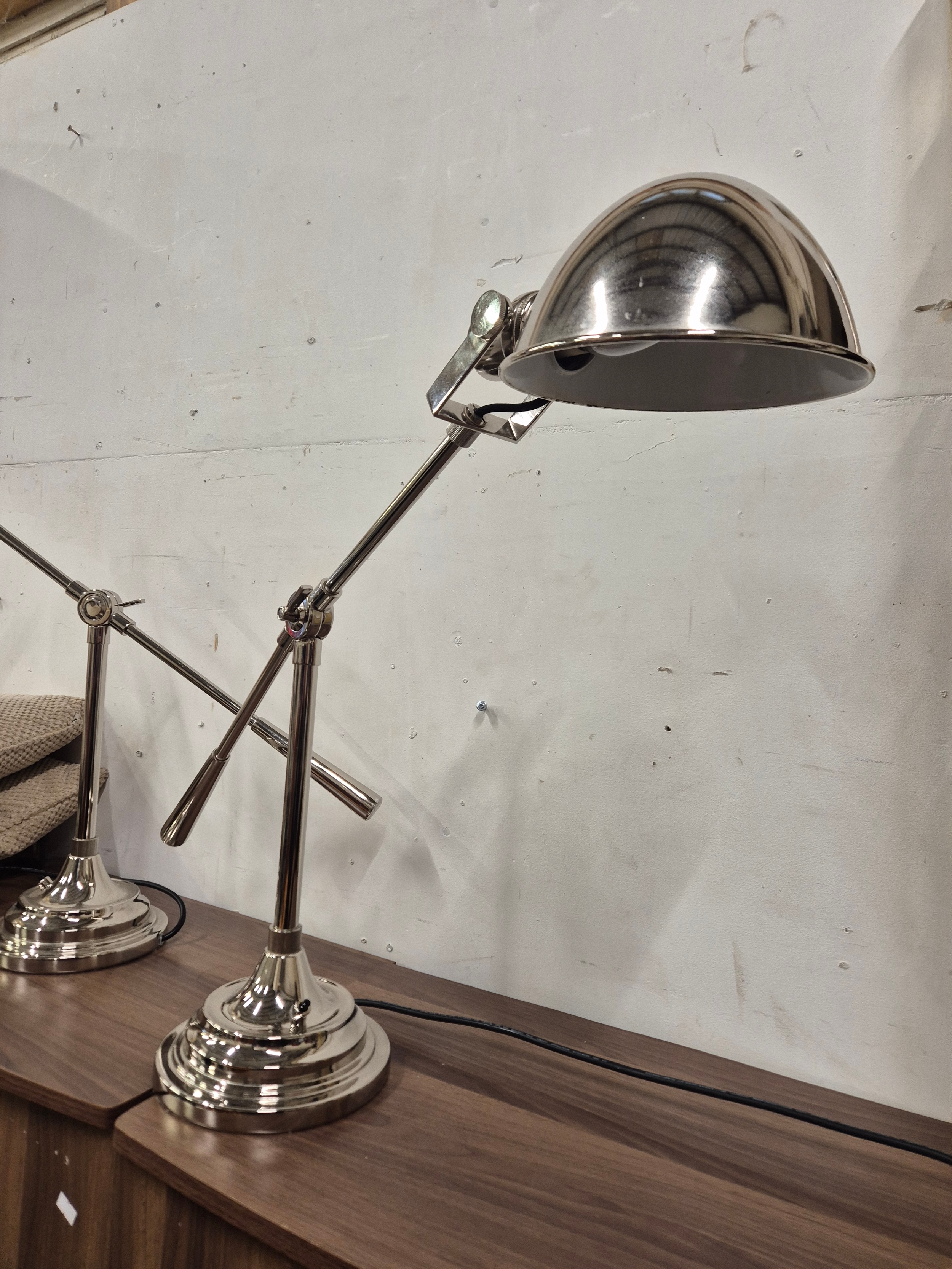 Pair of chrome angled desk lamps
