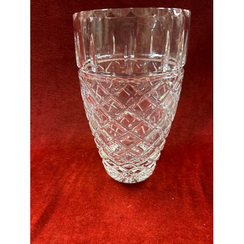 59 - Selection of cut glass crystal including a tall vase, a campana shaped vase and 3 bowls