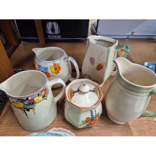 Collection of mostly 1930's hand decorated ceramics to include a fish ...