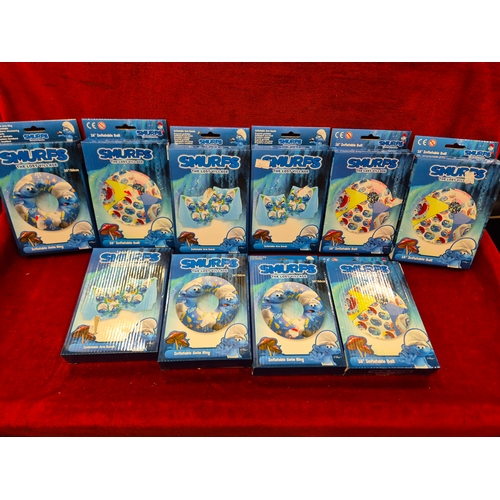 Smurfs The Lost Village inflatables in boxes, 3 x swimming ring, 3 x ...