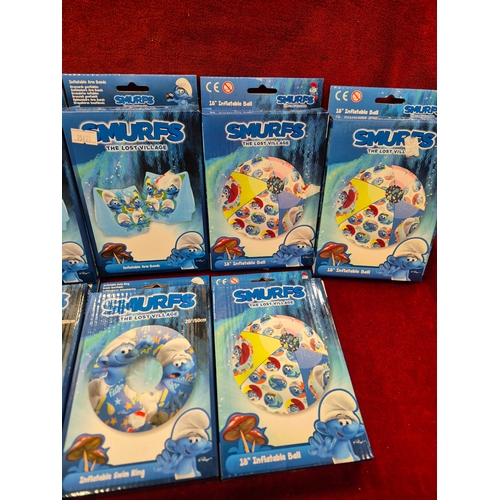 Smurfs The Lost Village inflatables in boxes, 3 x swimming ring, 3 x ...