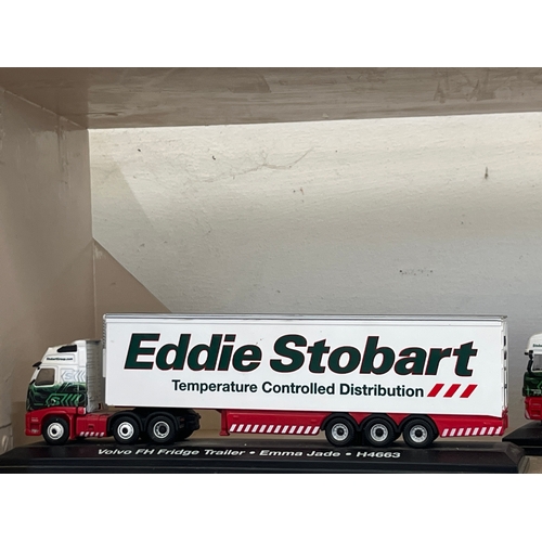67 - 2 x Eddie Stobart collectors Lorrie’s (Volvo FH Fridge Trailer and Scania Topline curtain side