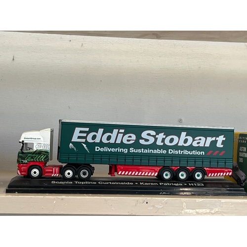 67 - 2 x Eddie Stobart collectors Lorrie’s (Volvo FH Fridge Trailer and Scania Topline curtain side
