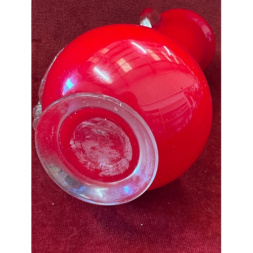 70 - Red Chinese Blossom vase 1970’s and 2 smaller red glass vases