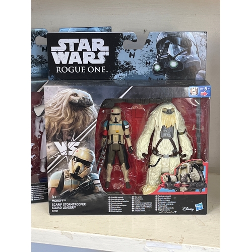 78 - 3 x Star Wars figures - Rogue One, rebel Commando Pao Death Trooper, Scarif Storm trooper Squad lead... 