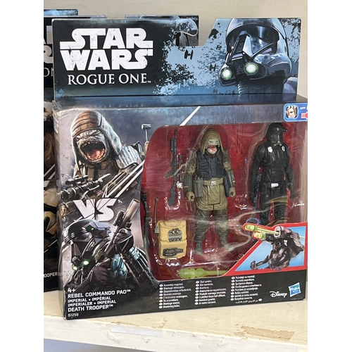 78 - 3 x Star Wars figures - Rogue One, rebel Commando Pao Death Trooper, Scarif Storm trooper Squad lead... 