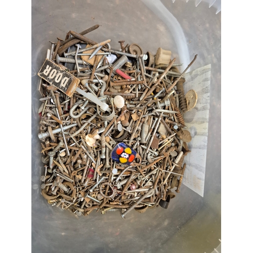 225 - 3 tubs of screws, nails and bolts