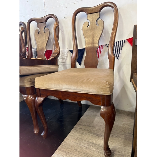 320 - Set of 6 Queen Ann style chairs  with cushioned seats