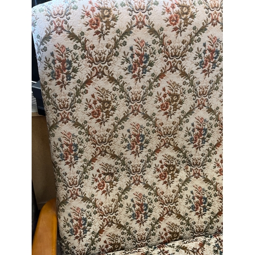 331 - vintage armchair  with floral tapestry upholstery in a traditional style.