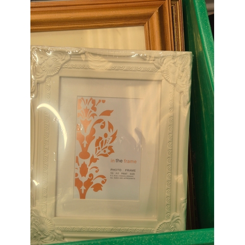 390 - Box of framed and glazed prints plus a God is love tapestry picture and a new picture frame
