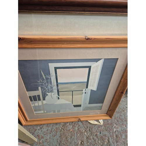 446 - Collection of framed and glazed prints and a mirror