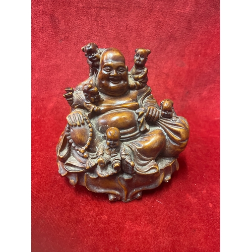 1 - Vintage Sitting Resin Buddha Statue along with with a laughing Buddha statue